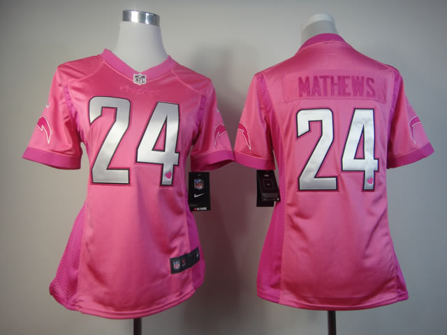 Cheap Women Nike San Diego Chargers 24# Ryan Mathews Pink Love's NFL Jersey