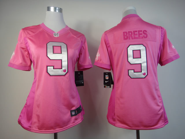 Cheap Women Nike New Orleans Saints 9# Drew Brees Pink Love's NFL Jersey