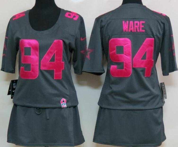 Cheap Women Nike Dallas Cowboys #94 DeMarcus Ware Breast Cancer Awareness Dark Grey NFL Jersey