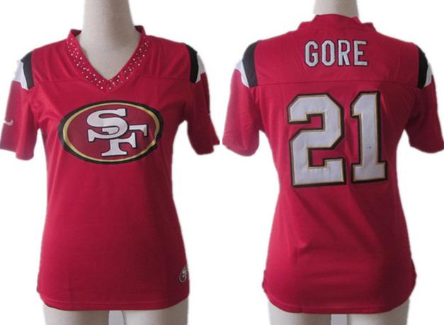 Cheap Women Nike San Francisco 49ers 21# Frank Gore Red FEM FAN Field Flirt Fashion Jersey