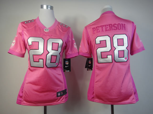 Cheap Women Nike Minnesota Vikings 28# Adrian Peterson Pink Love's NFL Jersey