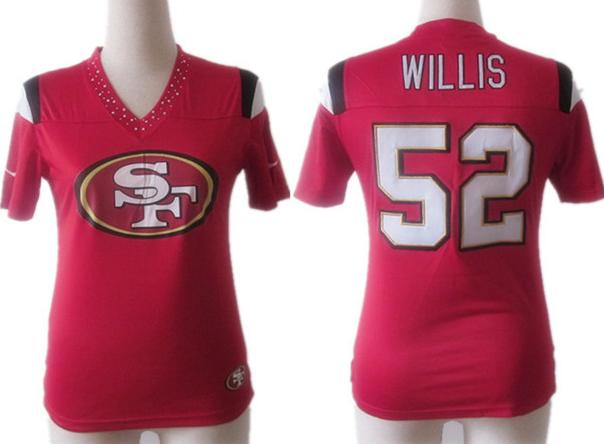Cheap Women Nike San Francisco 49ers 52# Patrick Willis Red FEM FAN Field Flirt Fashion Jersey