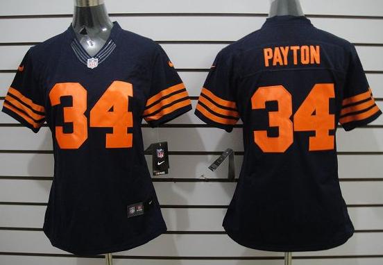 Cheap Women Nike Chicago Bears 34 Walter Payton Blue Game LIMITED NFL Jerseys Orange Number