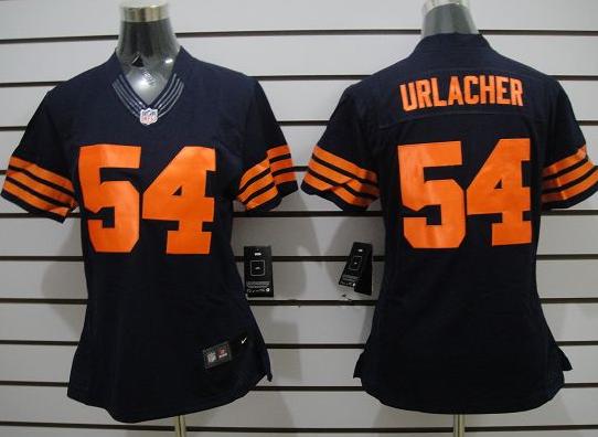 Cheap Women Nike Chicago Bears 54 Brian Urlacher Blue Game LIMITED NFL Jerseys Orange Number