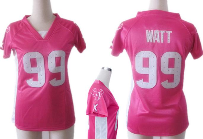 Cheap Women Nike Houston Texans 99# J.J. Watt Pink Womens Draft Him II Top Jerseys