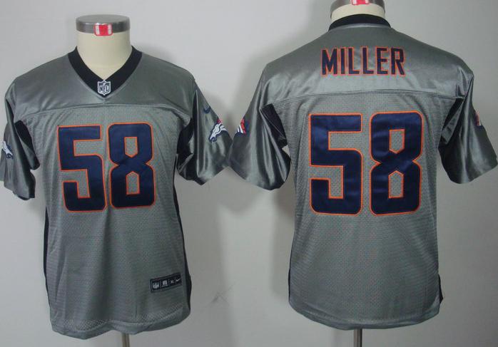 Kids Nike Denver Broncos 58# Von Miller Grey Shadow Elite NFL Jerseys Cheap
