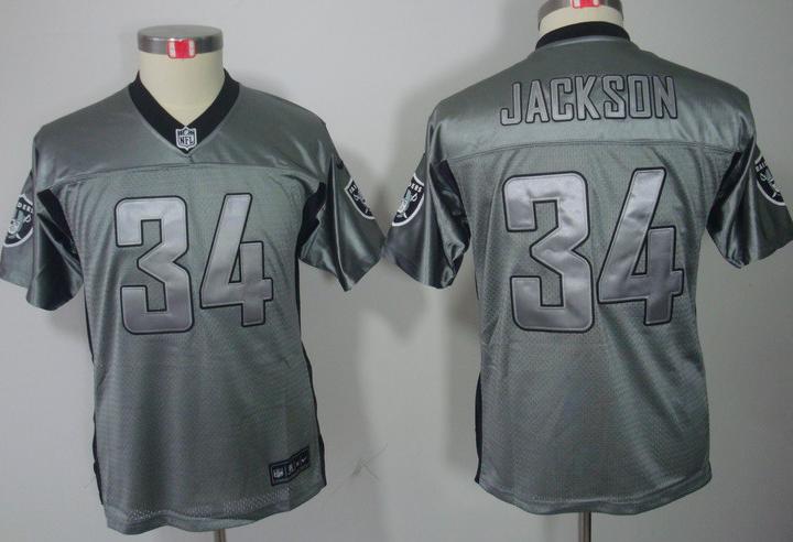 Kids Nike Oakland Raiders 34 Bo.Jackson Grey Shadow Nike NFL Jerseys Cheap