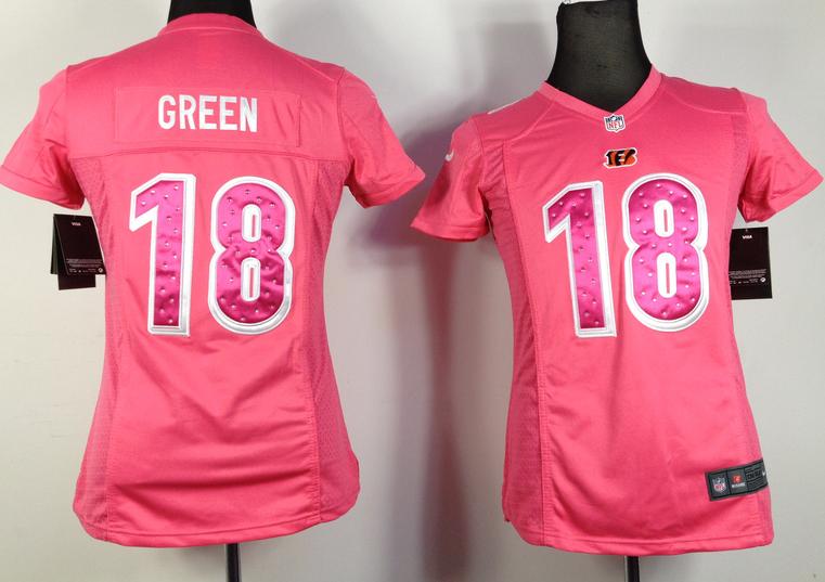 Cheap Women Nike Cincinnati Bengals 18# A.J.Green Pink NFL Jerseys