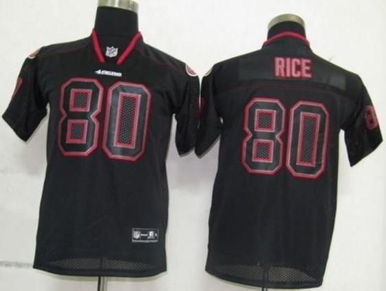 Kids Nike San Francisco 49ers 80 Jerry Rice Lights Out Black NFL Jerseys Cheap