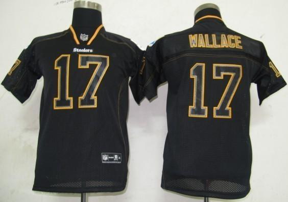 Kids Nike Pittsburgh Steelers #17 Mike Wallace Lights Out Black NFL Jerseys Cheap