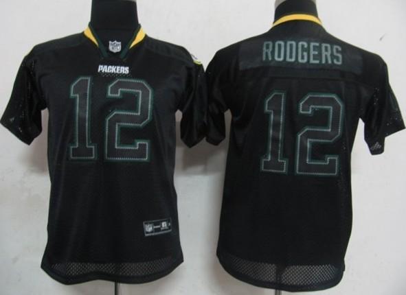 Kids Nike Green Bay Packers #12 Aaron Rodgers Lights Out Black NFL Jerseys Cheap