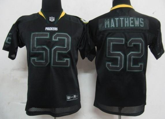 Kids Nike Green Bay Packers #52 Clay Matthews Lights Out Black NFL Jerseys Cheap