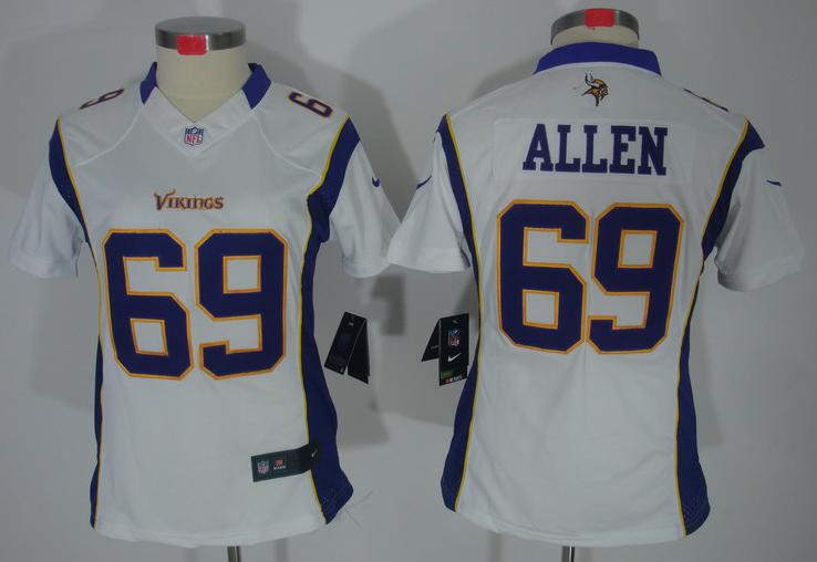 Cheap Women Nike Minnesota Vikings 69# Jared Allen White Game LIMITED NFL Jerseys