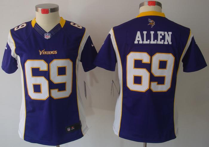 Cheap Women Nike Minnesota Vikings 69# Jared Allen Purple Game LIMITED NFL Jerseys