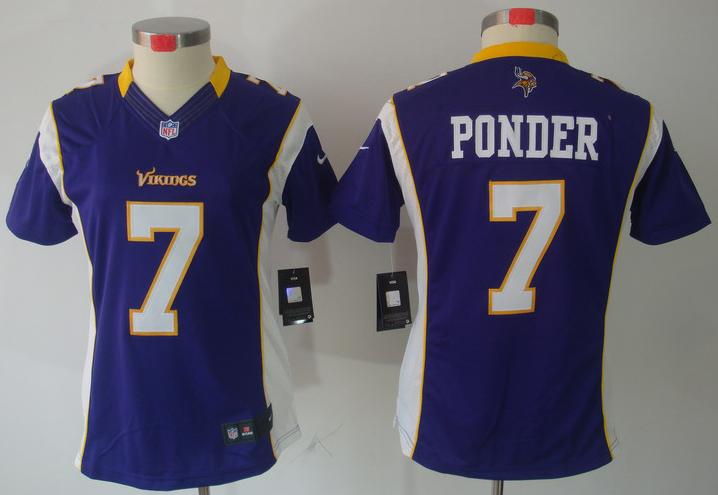 Cheap Women Nike Minnesota Vikings 7# Christian Ponder Purple Game LIMITED NFL Jerseys