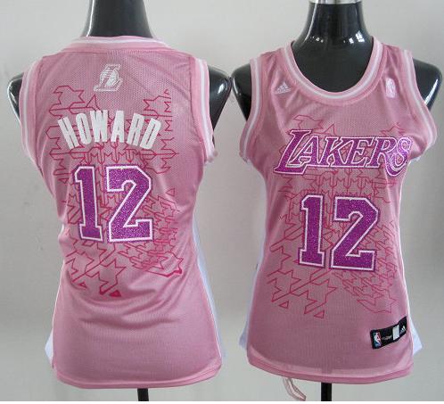 Cheap Women Los Angeles Lakers 12# Dwight Howard Pink NBA Jersey
