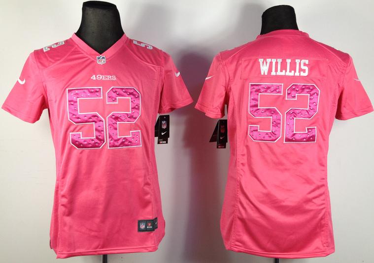 Cheap Women Nike San Francisco 49ers 52 Patrick Willis Pink NFL Jerseys