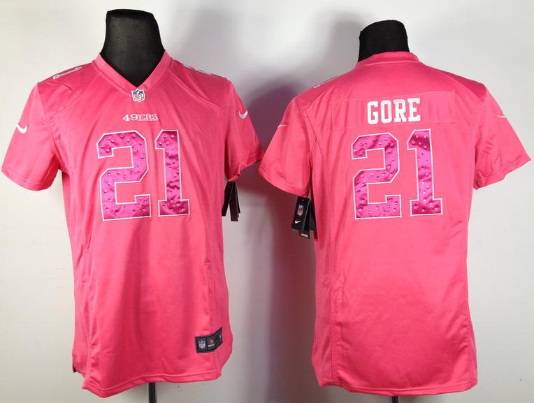 Cheap Women Nike San Francisco 49ers 21 Frank Gore Pink NFL Jerseys