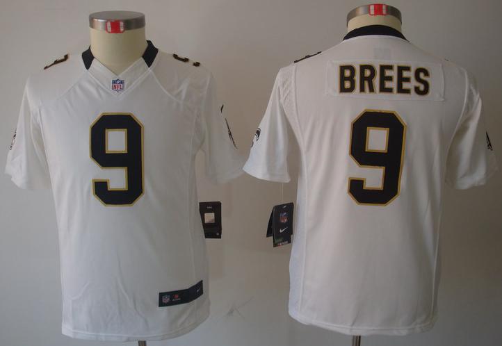 Kids Nike New Orleans Saints #9 Drew Brees White Game LIMITED NFL Jerseys Cheap