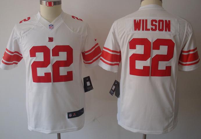Kids Nike New York Giants 22 Wilson White Game LIMITED NFL Jerseys Cheap