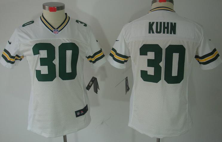 Cheap Women Nike Green Bay Packers 30# John Kuhn White NFL Jerseys