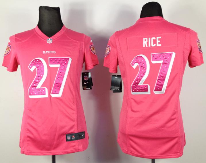 Cheap Women Nike Baltimore Ravens 27# Ray Rice Pink NFL Jersey
