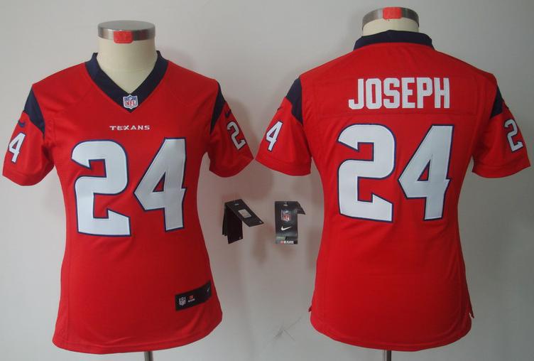 Cheap Women Nike Houston Texans 24 Johnathan Joseph Red NFL Jerseys