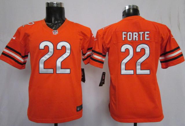 Kids Nike Chicago Bears 22# Matt Forte Orange NFL Jerseys Cheap