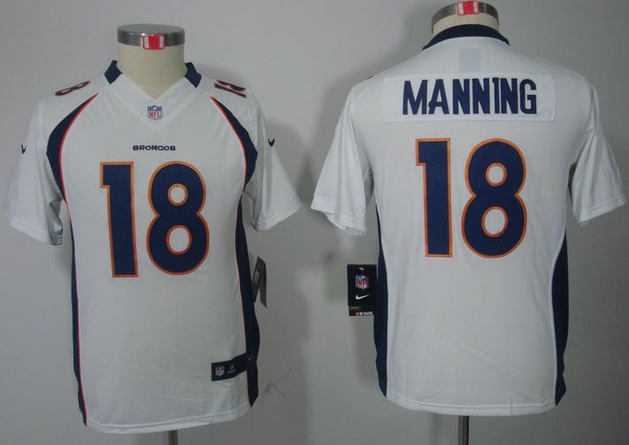 Kids Nike Denver Broncos 18# Peyton Manning White Game LIMITED NFL Jerseys Cheap