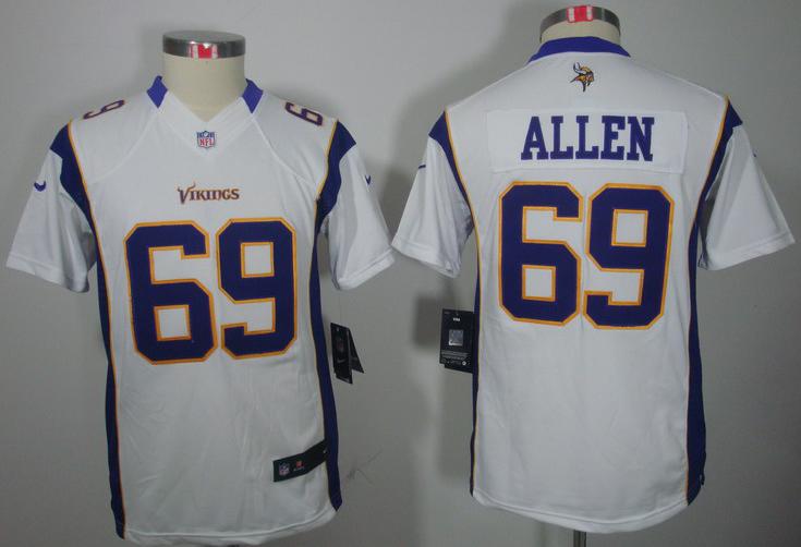 Kids Nike Minnesota Vikings 69# Jared Allen White Game LIMITED NFL Jerseys Cheap