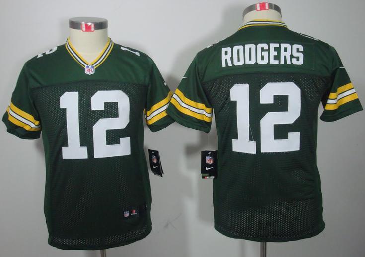 Kids Nike Green Bay Packers #12 Aaron Rodgers Green Game LIMITED NFL Jerseys Cheap
