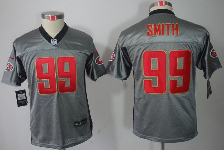 Kids Nike San Francisco 49ers #99 Aldon Smith Grey Shadow NFL Jerseys Cheap