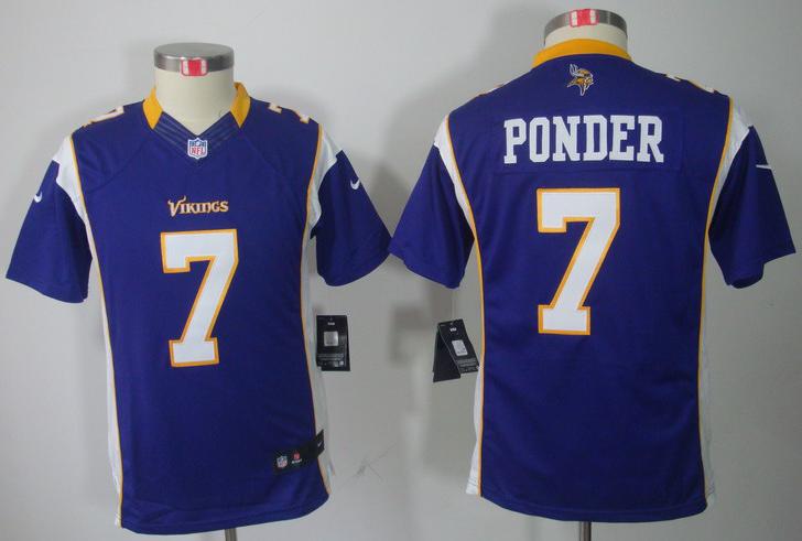 Kids Nike Minnesota Vikings 7# Christian Ponder Purple Game LIMITED NFL Jerseys Cheap