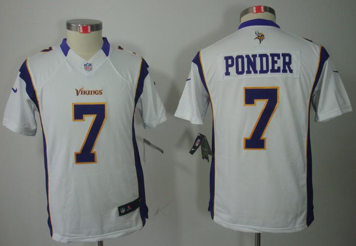 Kids Nike Minnesota Vikings 7# Christian Ponder White Game LIMITED NFL Jerseys Cheap