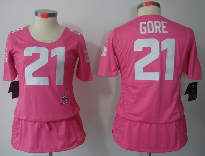 Cheap Women Nike San Francisco 49ers 21# Frank Gore Pink Breast Cancer Awareness NFL Jersey
