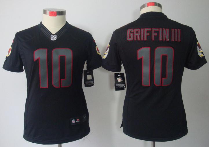 Cheap Women Nike Washington Redskins 10# Robert Griffin III Black Impact Game LIMITED NFL Jerseys