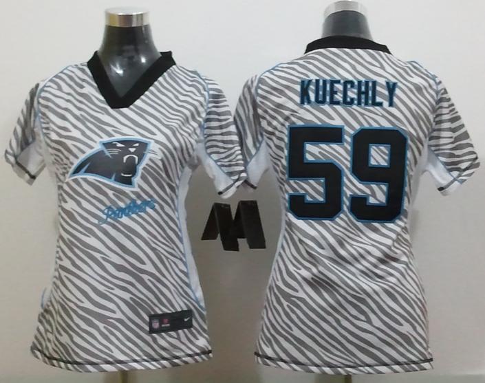 Cheap Women Nike Carolina Panthers 59 Kuechly Women's FEM FAN Zebra Nike NFL Jerseys