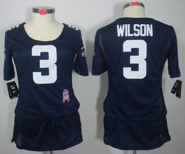 Cheap Women Nike Seattle Seahawks #3 Russell Wilson Black Breast Cancer Awareness NFL Jersey