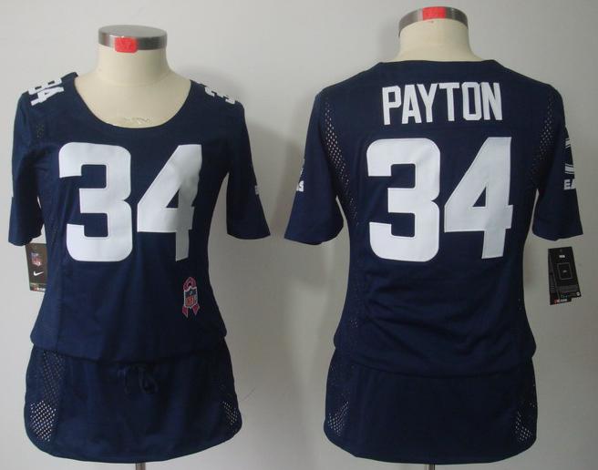 Cheap Women Nike Chicago Bears 34 Walter Payton Blue Breast Cancer Awareness NFL Jersey