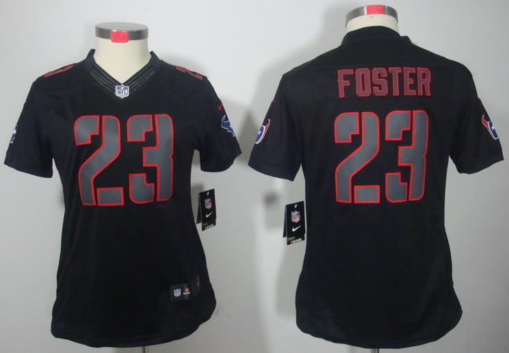 Cheap Women Nike Houston Texans #23 Arian Foster Black Impact Game LIMITED NFL Jerseys