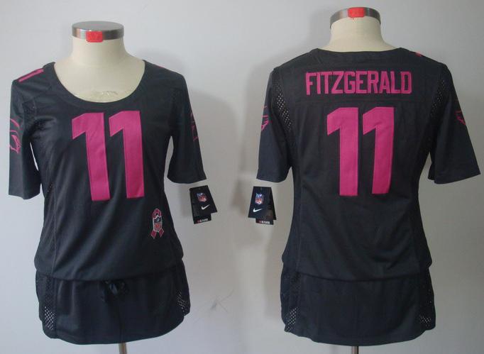 Cheap Women Nike Arizona Cardinals 11# Larry Fitzgerald Grey Breast Cancer Awareness NFL Jersey
