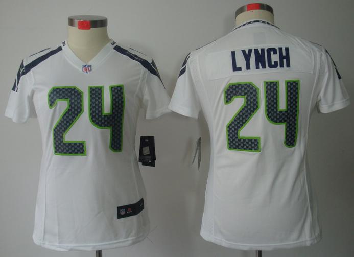 Cheap Women Nike Seattle Seahawks 24# Marshawn Lynch White Game LIMITED NFL Jerseys