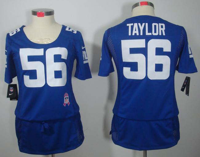 Cheap Women Nike New York Giants 56 Lawrence Taylor Blue Breast Cancer Awareness NFL Jersey