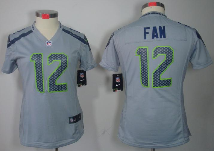 Cheap Women Nike Seattle Seahawks 12# Fan Grey Game LIMITED NFL Jerseys