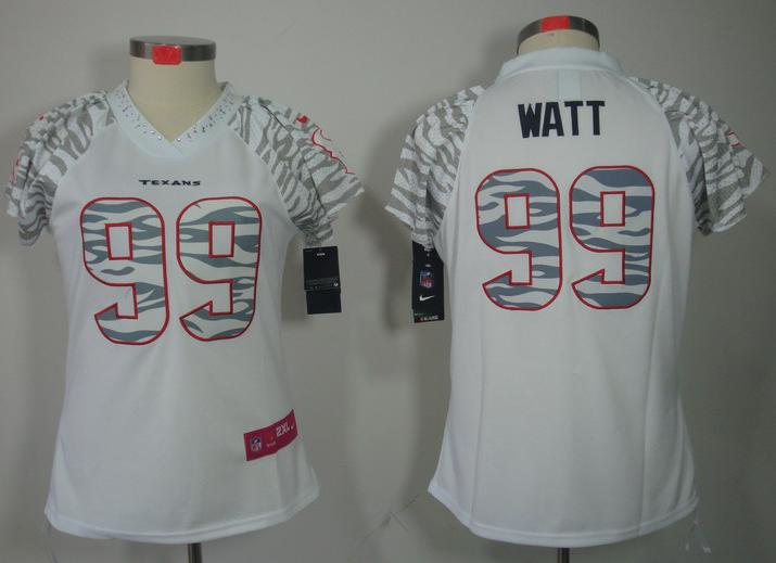 Cheap Women Nike Houston Texans 99# J.J. Watt Zebra Field Flirt Fashion NFL Jersey