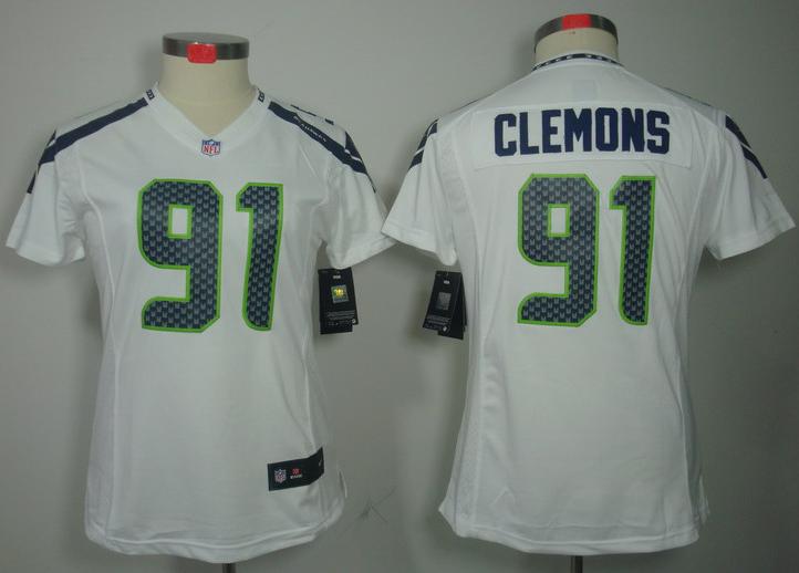 Cheap Women Nike Seattle Seahawks 91 Chris Clemons White Game LIMITED NFL Jerseys