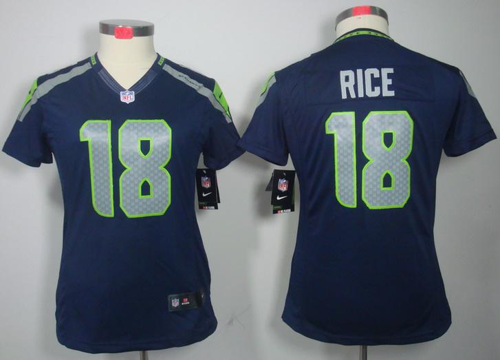 Cheap Women Nike Seattle Seahawks 18# Sidney Rice Blue Game LIMITED NFL Jerseys