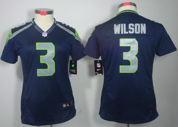 Cheap Women Nike Seattle Seahawks #3 Russell Wilson Blue Game LIMITED NFL Jerseys