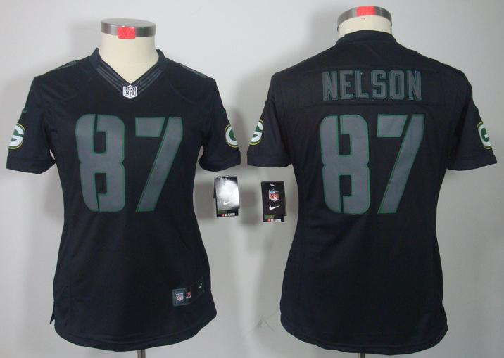 Cheap Women Nike Green Bay Packers #87 Jordy Nelson Black Impact Game LIMITED NFL Jerseys
