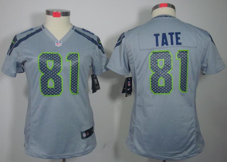 Cheap Women Nike Seattle Seahawks #81 Golden Tate Grey Game LIMITED NFL Jerseys